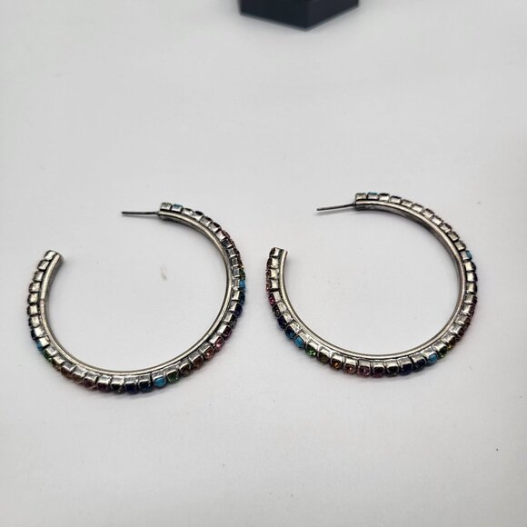 Dannijo Vega Hoop Earrings Rainbow Multicolor Silver Tone - Picture 5 of 15